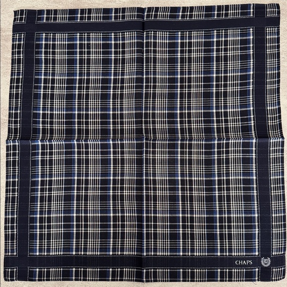 Chaps Men's Blue Plaid Vintage Handkerchief - Picture 3 of 5